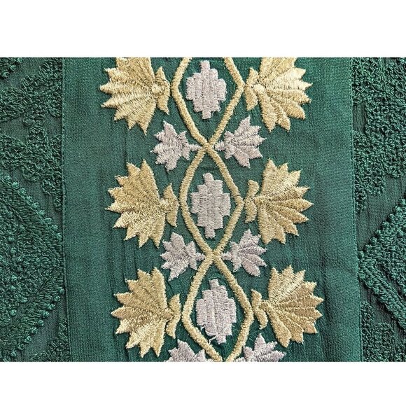 NWT HEMANT & NANDITA Viridian Aari Zardozi Metallic Embroidered Tassel Caftan L - Picture 2 of 10